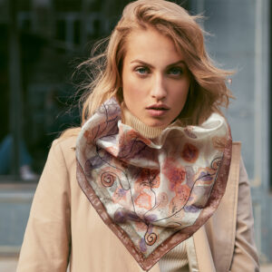 Svilena marama slikana rukom ~ Wood flowers ~