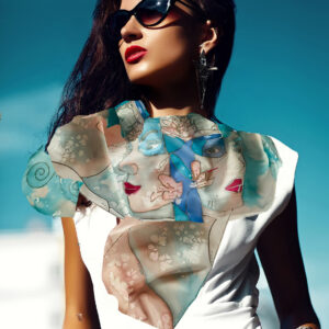 Svilena ešarpa oslikana rukom ~ Sisters ~