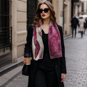 Svilena ešarpa slikana rukom ~ Burgundy Flow~